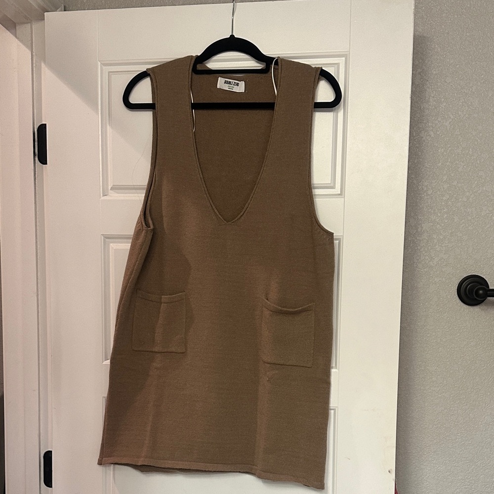 Double Zero Tan V-Neck Mini Dress